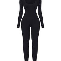 Ribbed Square Neck Jumpsuit