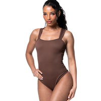 Ribbed Square Neck Shapewear Bodysuit