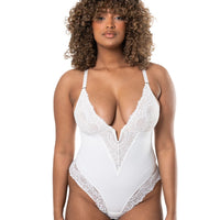V-Neck Half Laced Bodysuit