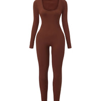 Ribbed Square Neck Jumpsuit