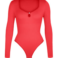 Hollow Scoop Neck Thong Bodysuit