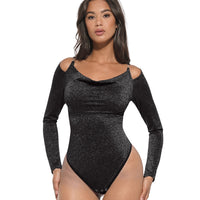 Glitter Long Sleeve Thong Bodysuit