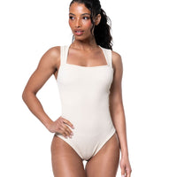 Ribbed Square Neck Shapewear Bodysuit