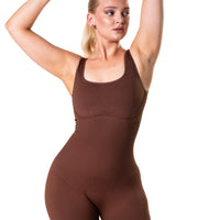 Square Neck U-Back Flared Jumpsuit