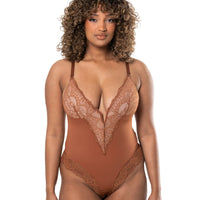 V-Neck Half Laced Bodysuit
