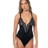 V-Neck Half Laced Bodysuit
